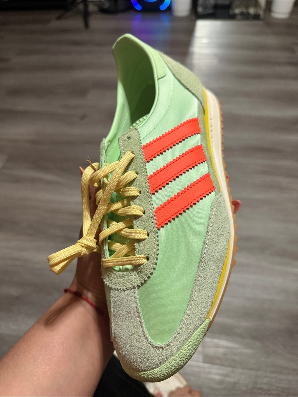 adidas Women's Mint Green Sneakers with Coral Stripes